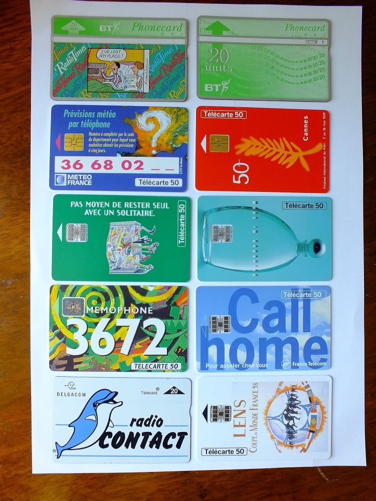 Vintage Telephone Calling Cards / Phone Cards - Used