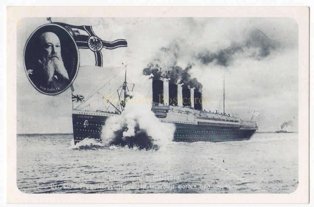 The Lusitania 1915 - German Postcard - Nostalgia Repro Postcard