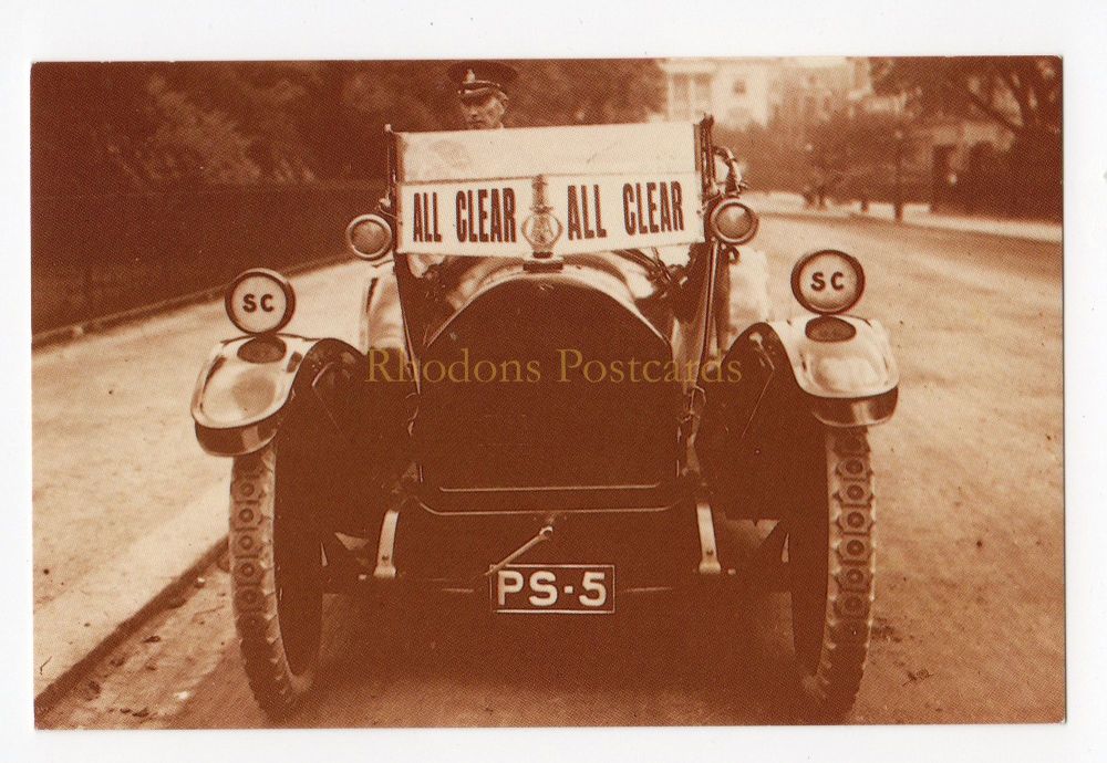 All Clear 1917 - Air Raid Warning Car Gives All Clear - Nostalgia Repro Postcard