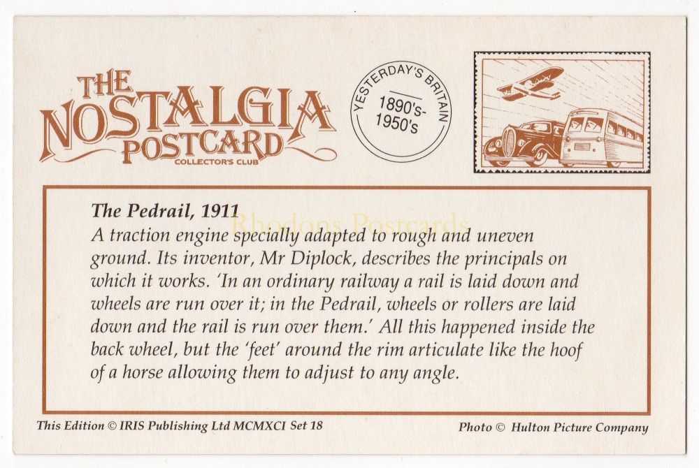 The Pedrail Traction Engine 1911 - Nostalgia Repro Postcard
