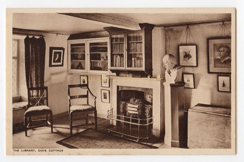 The Library, Dove Cottage, Grasmere, Cumbria - G P Abraham Photogravure Series Postcard