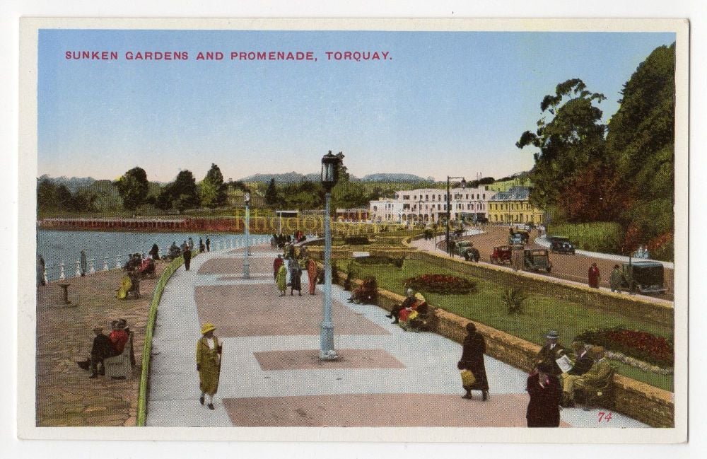 Sunken Gardens And Promenade Torquay, Devon - Circa 1930s Postcard