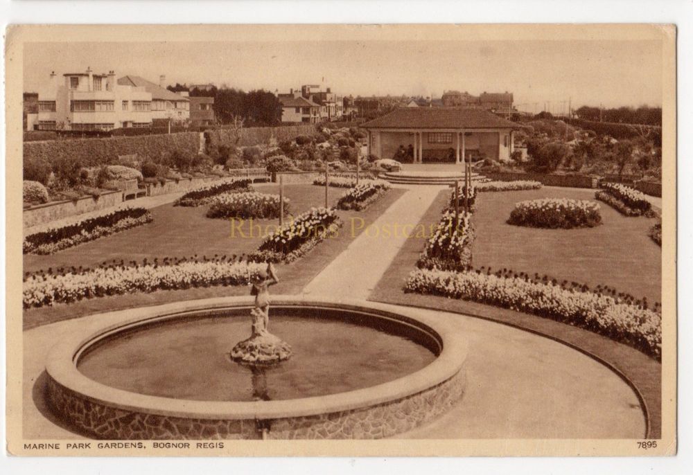 Sussex - Marine Park Gardens, Bognor Regis - 1950s Postcard