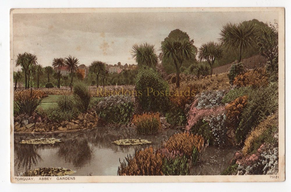 Abbey Gardens, Torquay, Devon - 1930s Colour Printed Postcard