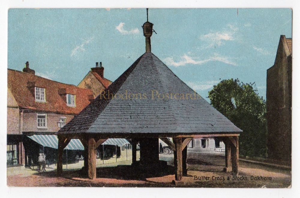 Butter Cross and Stocks, Oakham - Early 1900s Shureys Publications Advertising Postcard