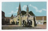 Market Cross, Malmesbury Wiltshire - Early 1900s Shureys Advertising Postcard