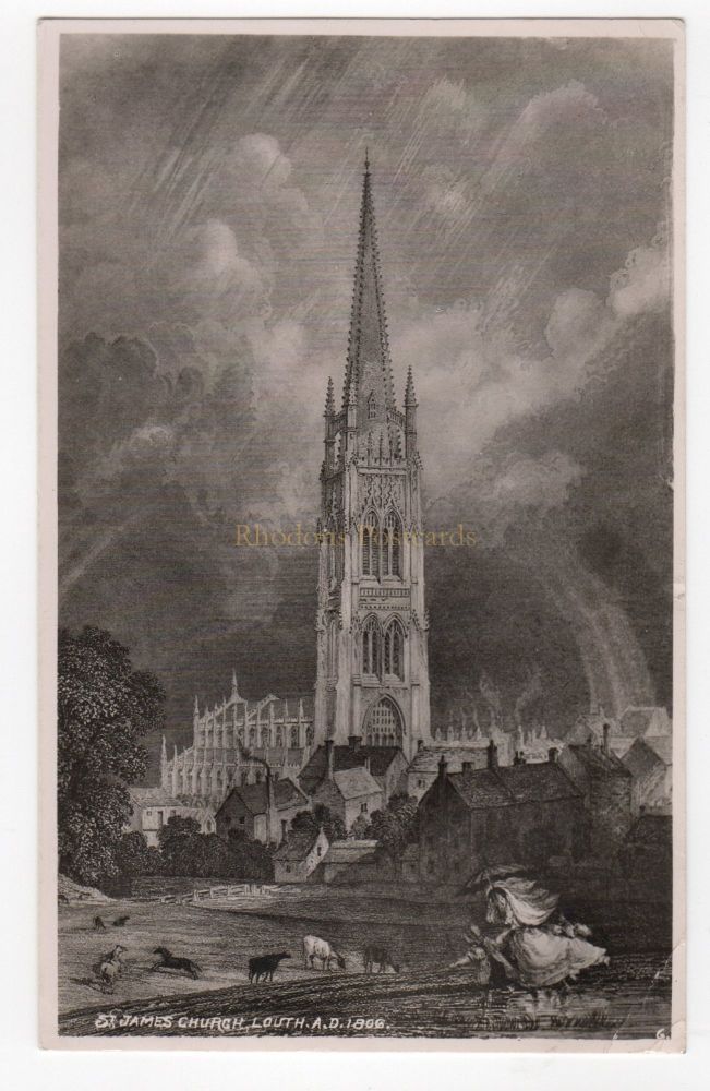 St James Church Westgate, Louth, Lincs A D 1806 - C1940s Art Postcard