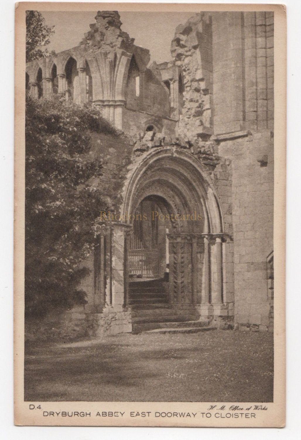 Dryburgh Abbey-East Doorway To Cloister - Early 1900s Postcard
