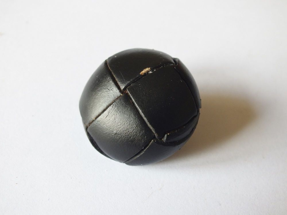 Single Leather Covered Coat Button- Metal Tunnel Hoop Shank-30mm Diameter-Circa 1950s Vintage