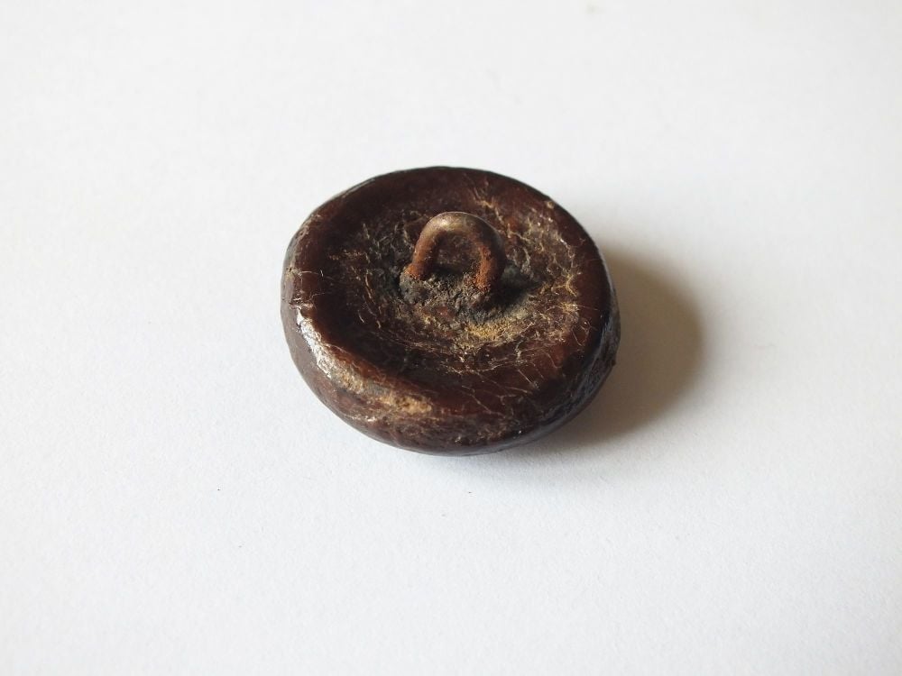 Leather Button-Old Football Design Front-25mm Diameter-Early 1900s Vintage