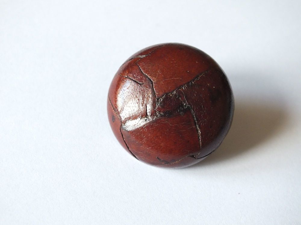 Brown Woven Leather Coat Button - 25mm Diameter - Circa 1950s Vintage