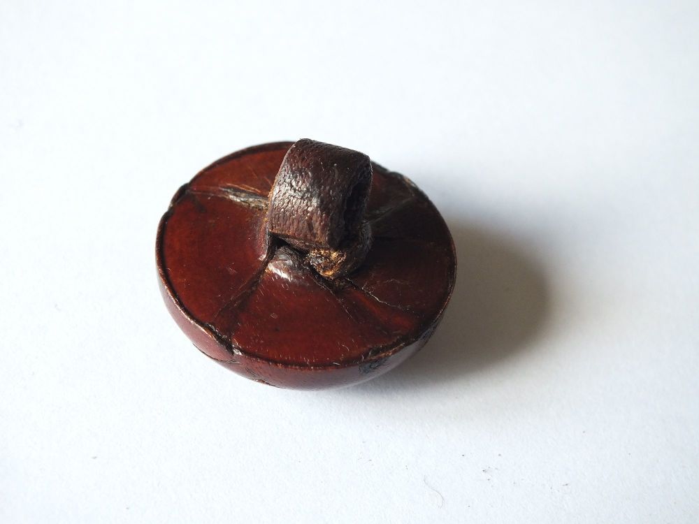 Brown Woven Leather Coat Button - 25mm Diameter - Circa 1950s Vintage