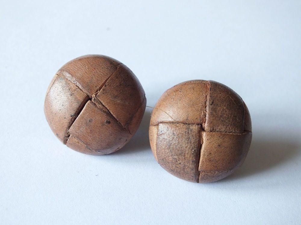 Leather 'Collared'  Coat /Jacket Spare / Replacement Buttons x2 -25mm Diameter - Circa 1950s, 1960s Vintage