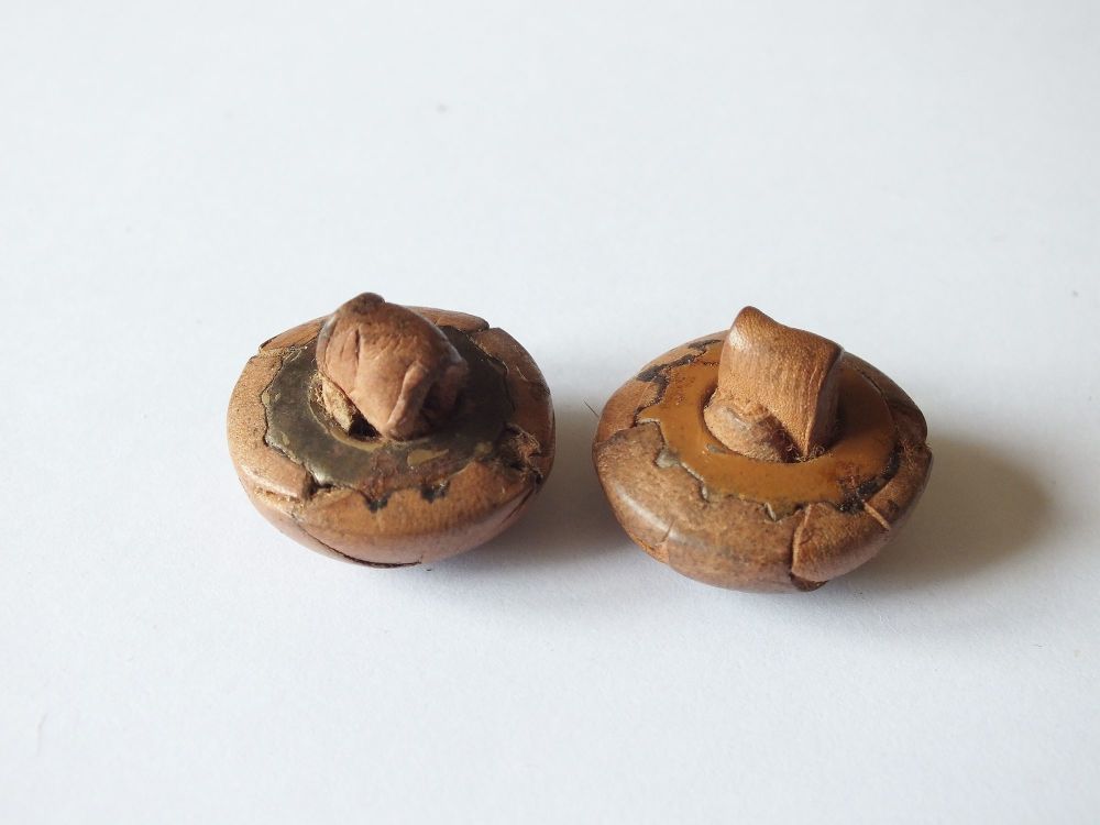 Leather 'Collared'  Coat /Jacket Spare / Replacement Buttons x2 -25mm Diameter - Circa 1950s, 1960s Vintage