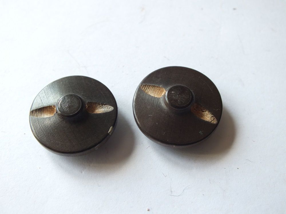 Austrian Handpainted 22mm Wooden Buttons x2 - Circa 1930s / 1940s