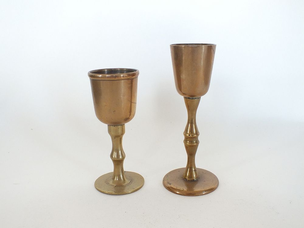 Brass Liqueur Cups Goblets x2