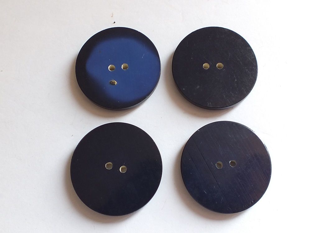 Art Deco Celluloid Womens Coat Buttons x4-Two Tone Black and White-30mm Diameter-2 Hole Sew Through