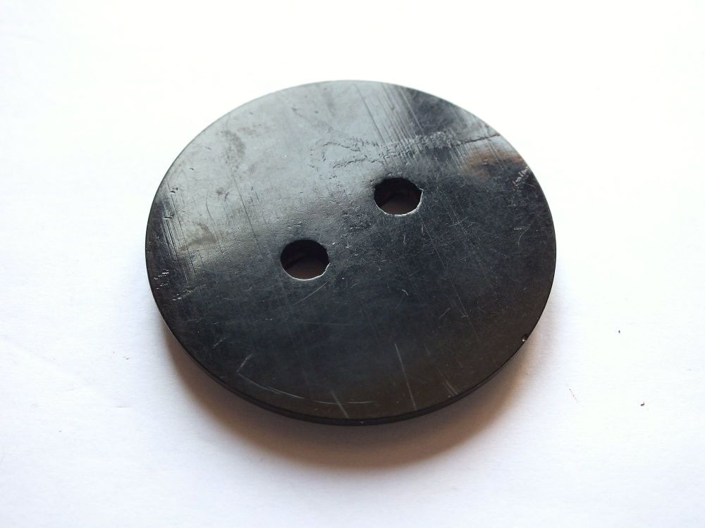 Large Art Deco Black Celluloid Coat Button x1 - Circa 1930s-45mm Diameter