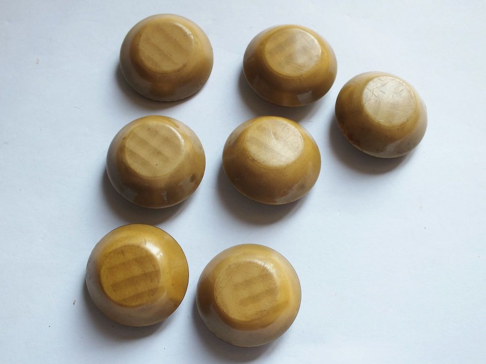 Celluloid Coat Button-Mustard-Metal Hump Shank-27mm Diameter (Only 7 Buttons Available)