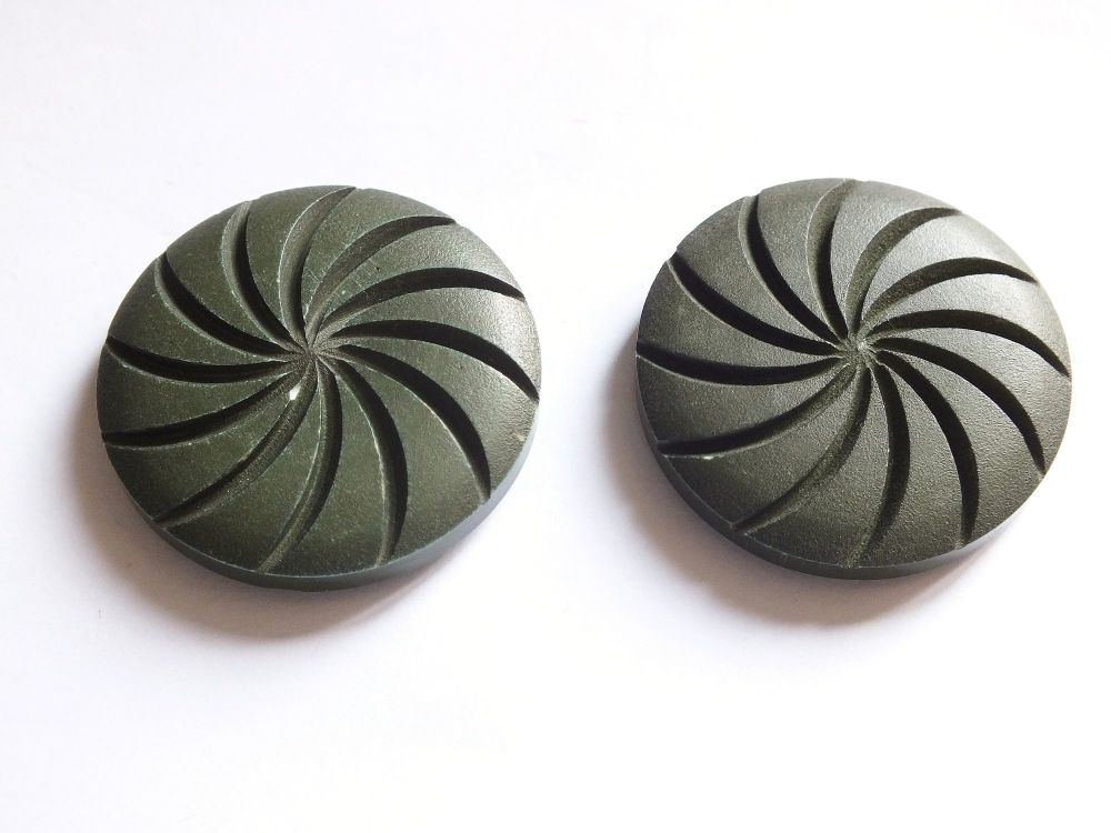Green Coloured Wood Buttons x2 For Womens Coats-35mm Diameter-Circa 1980s Vintage