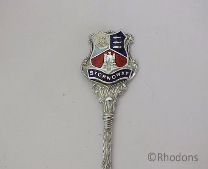 Souvenir Enamel Preserves Spoon-Scotland-Stornoway Coat of Arms-Circa 1930s Vintage