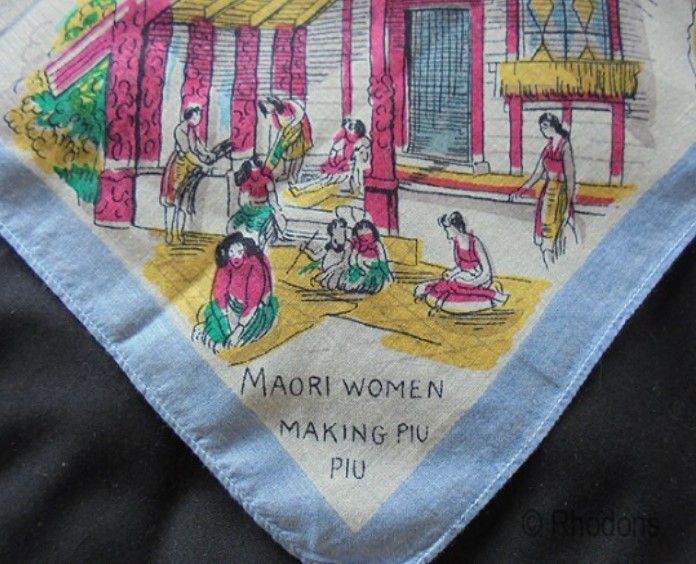 1950s Vintage Printed Souvenir Handkerchief-New Zealand