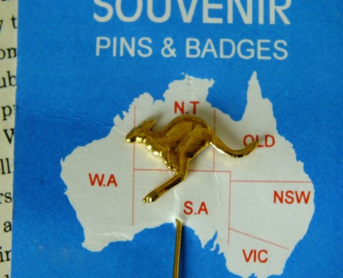 Kangaroo Stick Lapel Pin Brooch On Original Card