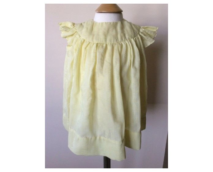 Baby Girls Dress-Yellow Colour-Circa 1950s, 1960s Vintage-Doll or Teddy Bear Clothing