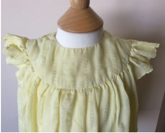 Baby Girls Dress-Yellow Colour-Circa 1950s, 1960s Vintage-Doll or Teddy Bear Clothing
