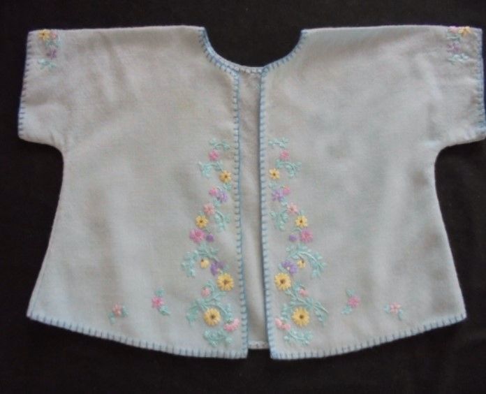 Embroidered Flannel Baby Jacket-Circa 1950s Vintage-Suit Teddy Bear