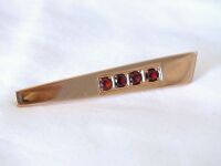 Vintage Tie Pin-Gold Tone With Red Insets-Modern Mid 20th Century Design