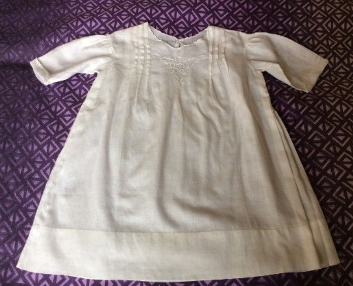 Handmade Embroidered Baby Dress - Early 1900s Vintage-Suitable For Bears Dolls