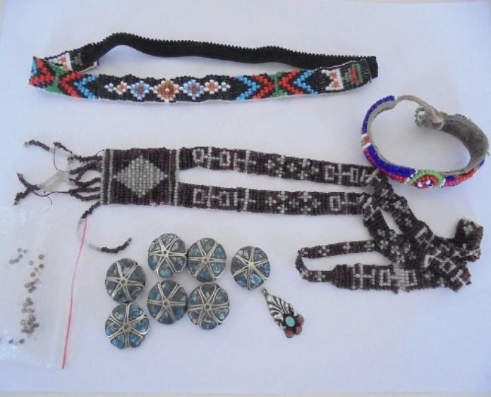 Vintage Native American Beaded Jewellery Lot-Necklace-Bracelet-Silver Flower Beads