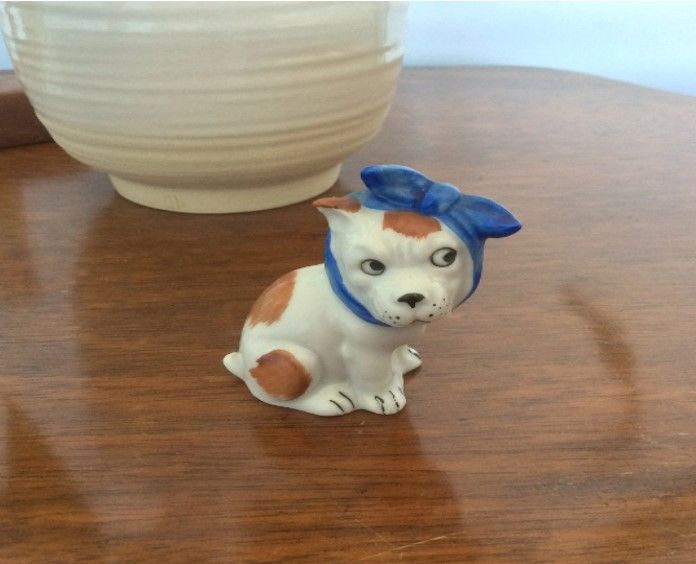 Dog with Toothache Figurine-Hard Paste Porcelain-Circa 1930s Vintage