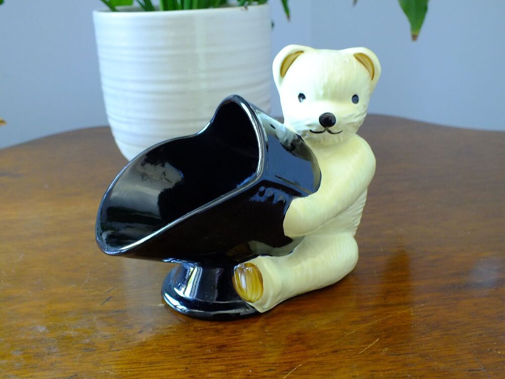 Vintage Teddy Bear Figurine-Bear and Coal Scuttle Ornament-Pountney Bristol For B.A.C. Advertising-Product Promotion
