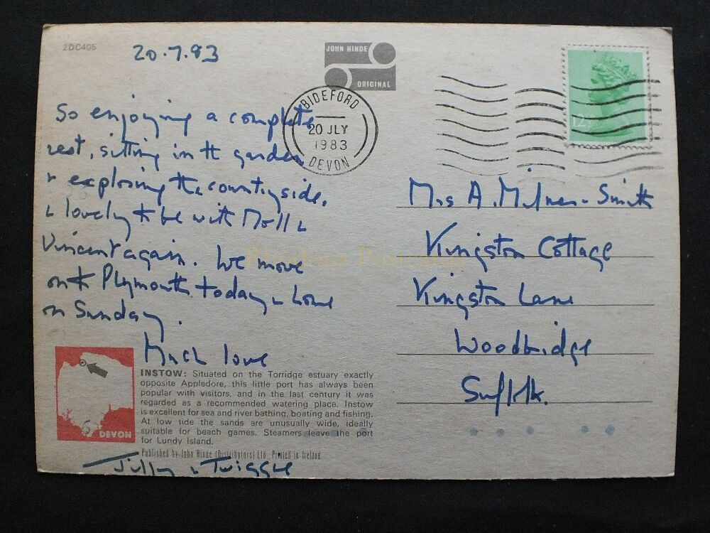 Instow From Appledore, North Devon-Circa 1980s Postcard