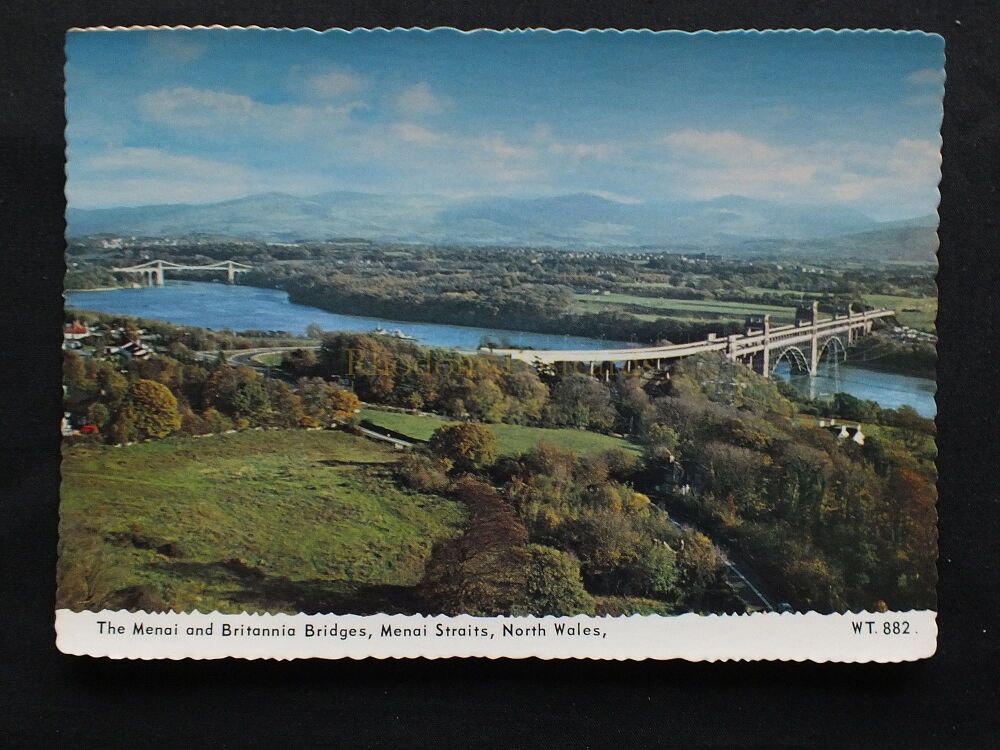 The Menai and Britannia Bridges, Menai Straits, North Wales-Unused Bamforth Postcard
