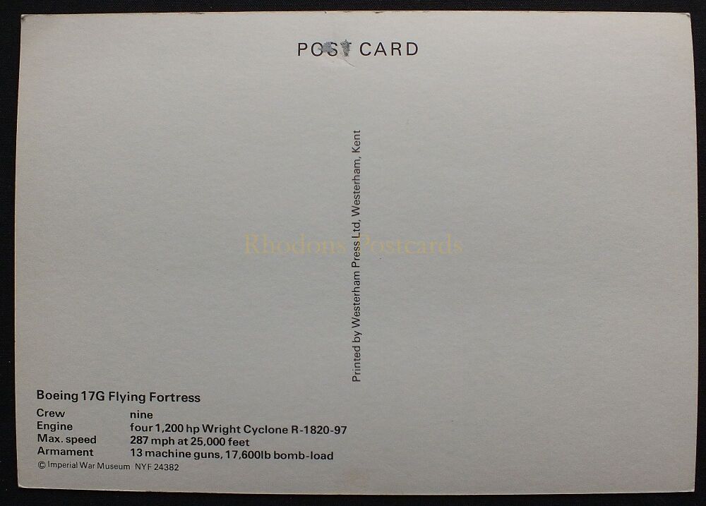 Boeing 17G Flying Fortress-Imperial War Museum Postcard