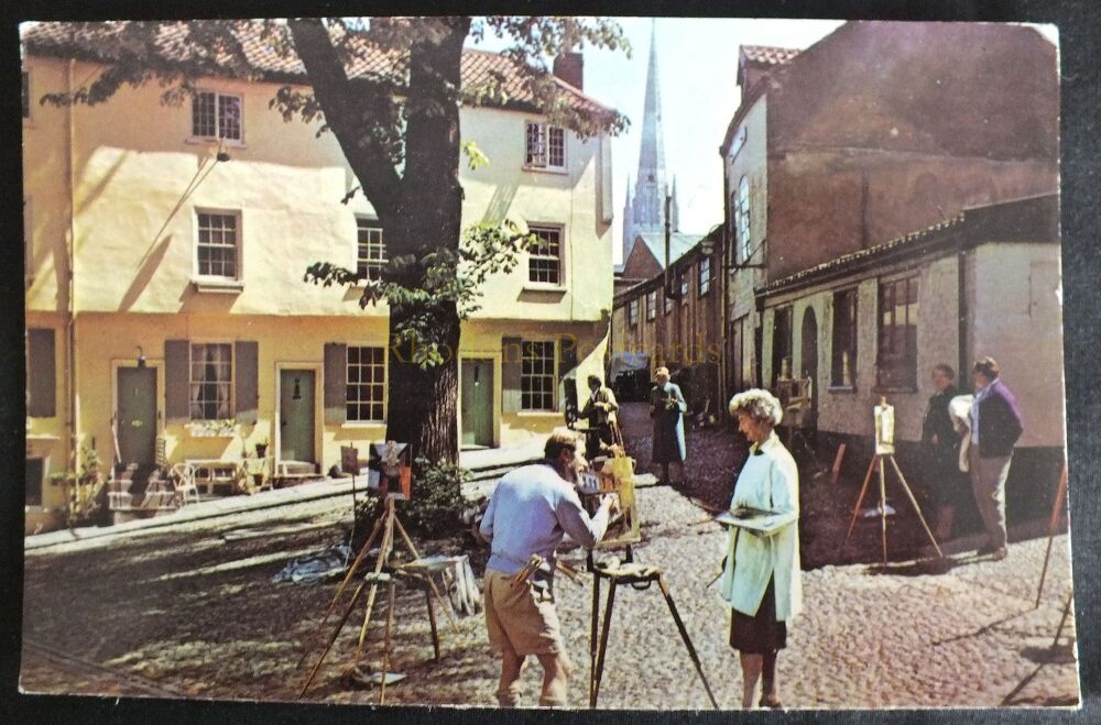 Elm Hill And The Cathedral Norwich Norfolk-Artists-1970s Postcard