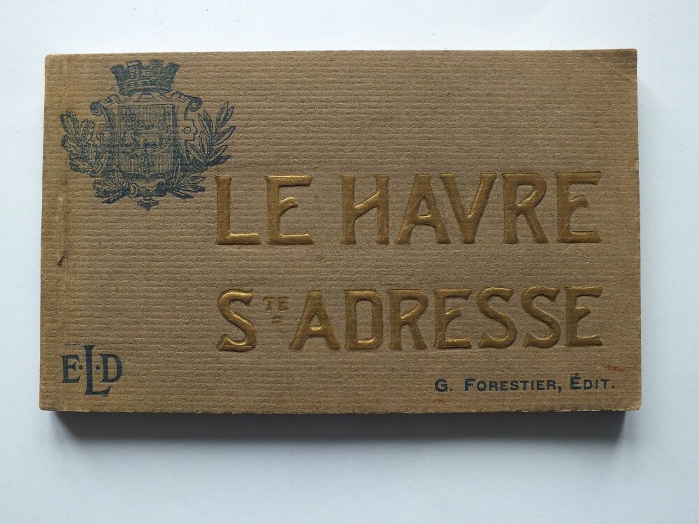 Le Havre St Adresse-Early 1900s French Postcard Booklet-23 B&W Photo Views-People-Ships-Trams