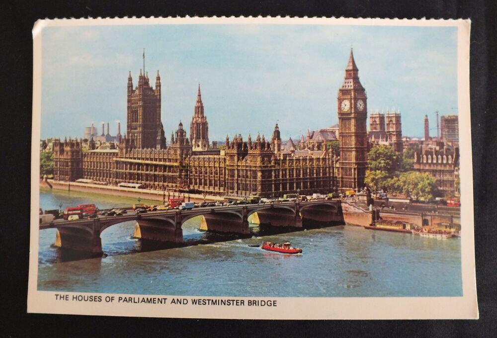 Houses of Parliament and Westminster Bridge London-Circa 1960s Postcard