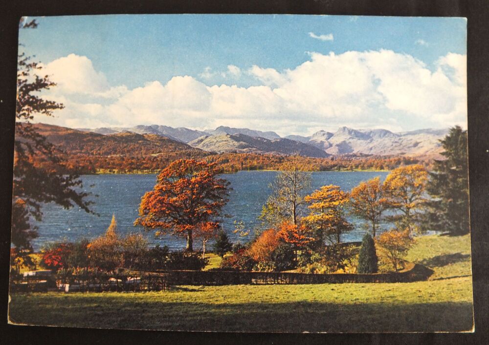 The Langdale Pikes Across Windermere Westmorland-1970s Postcard