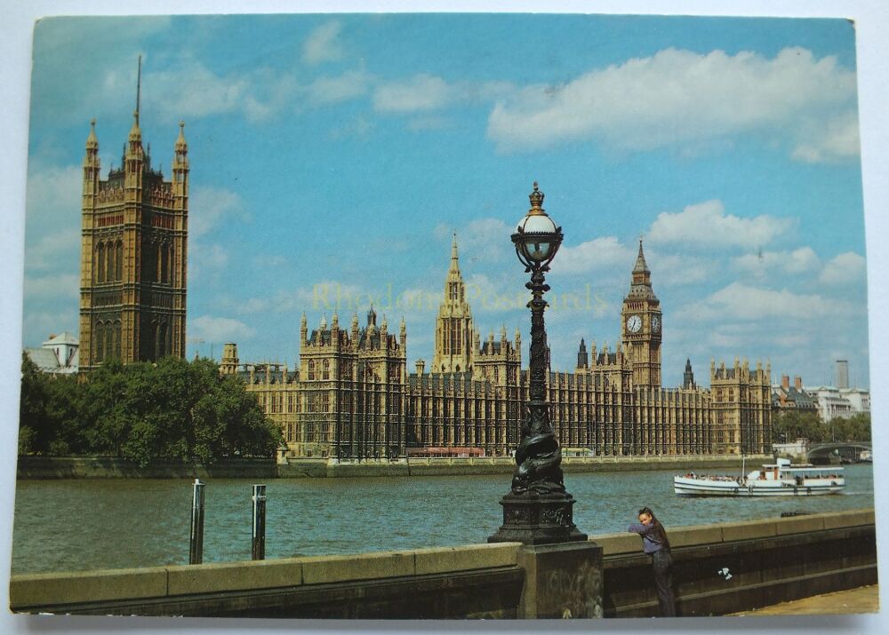The Houses of Parliament, London-View From Across The River Thames-Colour Photo Postcard