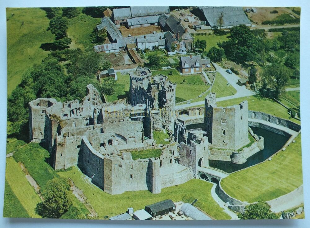 Raglan Castle Gwent Wales-Air View From South West-Colour Photo Postcard