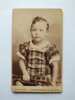 Victorian Studio CDV-Child In Tartan Dress Holding A Riding Whip-A & G Taylor Photoghaphers