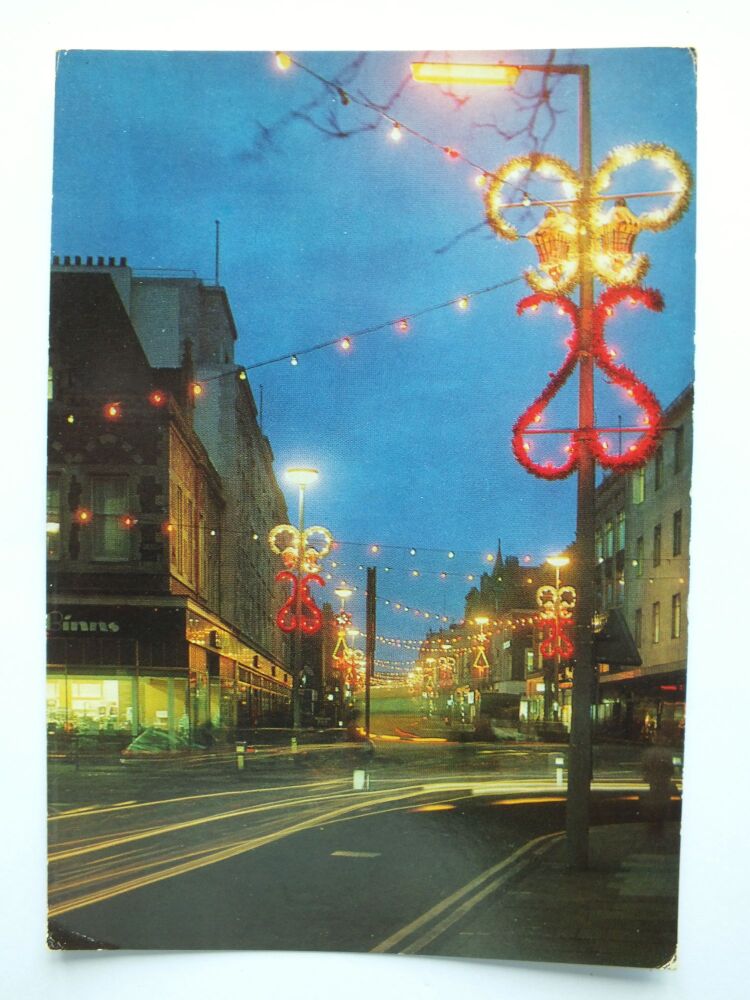 Christmas Lights Fawcett Street Sunderland County Durham-Photo Postcard