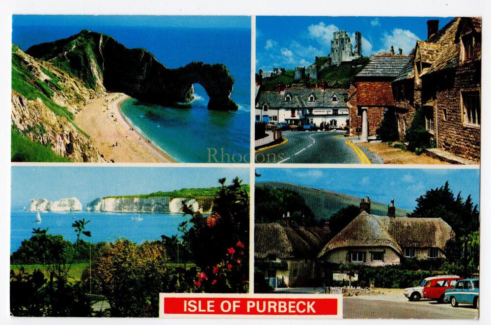 Isle of Purbeck Dorset-1970s Multiview Photo Postcard
