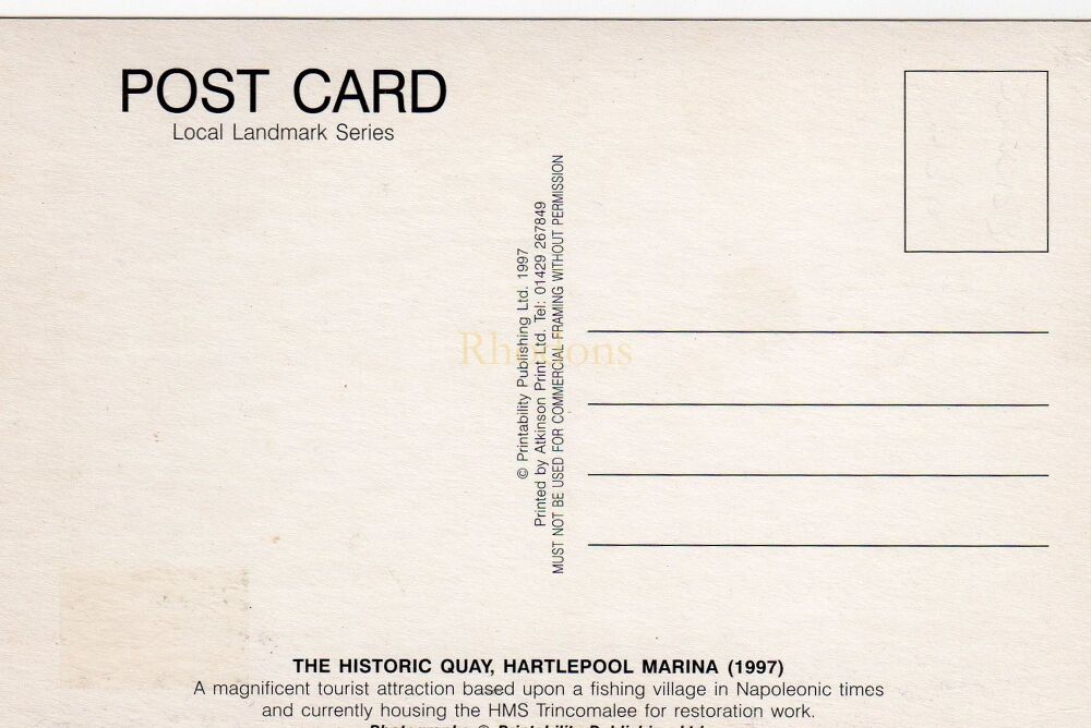 The Historic Quay Hartlepool Marina (1997)-Colour Photo Postcard