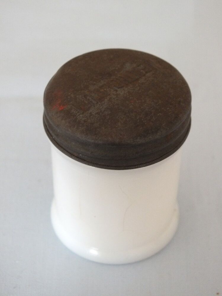 Vintage Packaging- Milk Glass Ointment Jar - Mentholatum