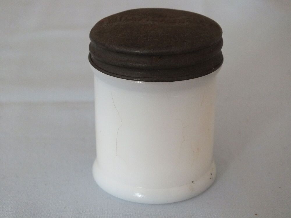 Vintage Packaging- Mentholatum Milk Glass Jar